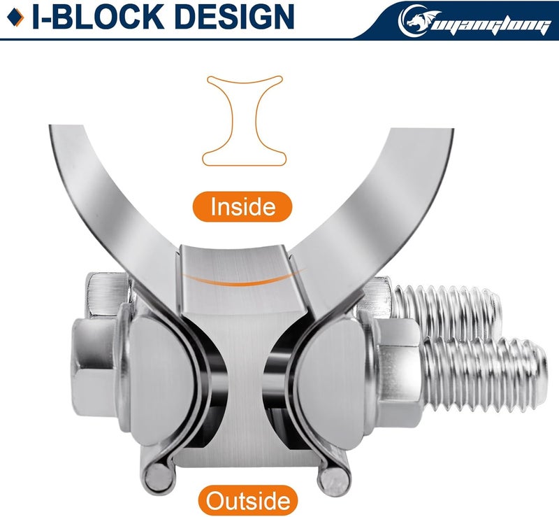 ouyanglong 2.25 Inch Exhaust Clamp, 2 1/4" Butt Joint Band Clamp Stainless Steel Sleeve Coupler for Pipes,Mufflers,Catalytic Converters - 2 Pack - Image 4